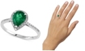 EFFY Collection Brasilica by EFFY&reg; Emerald (9/10 ct. t.w.) and Diamond (1/6 ct. t.w.) Pear-Shaped Ring in 14k White Gold, Created for Macy's